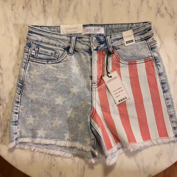 Judy Blue Pants - Judy Blue Stars & Stripes USA Flag Denim Shorts